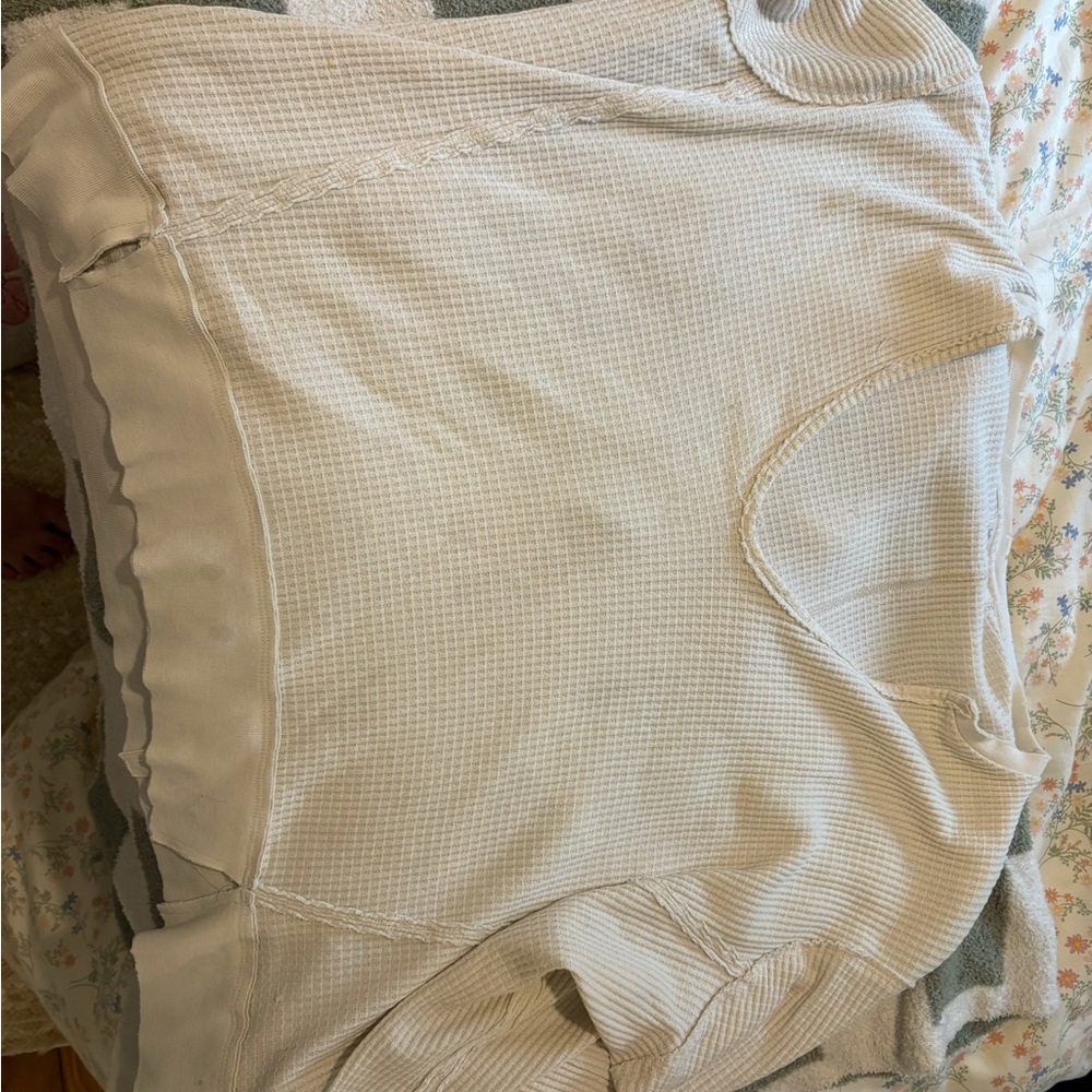 We The Free Ivory Waffle Knit Top Buttercup thermal